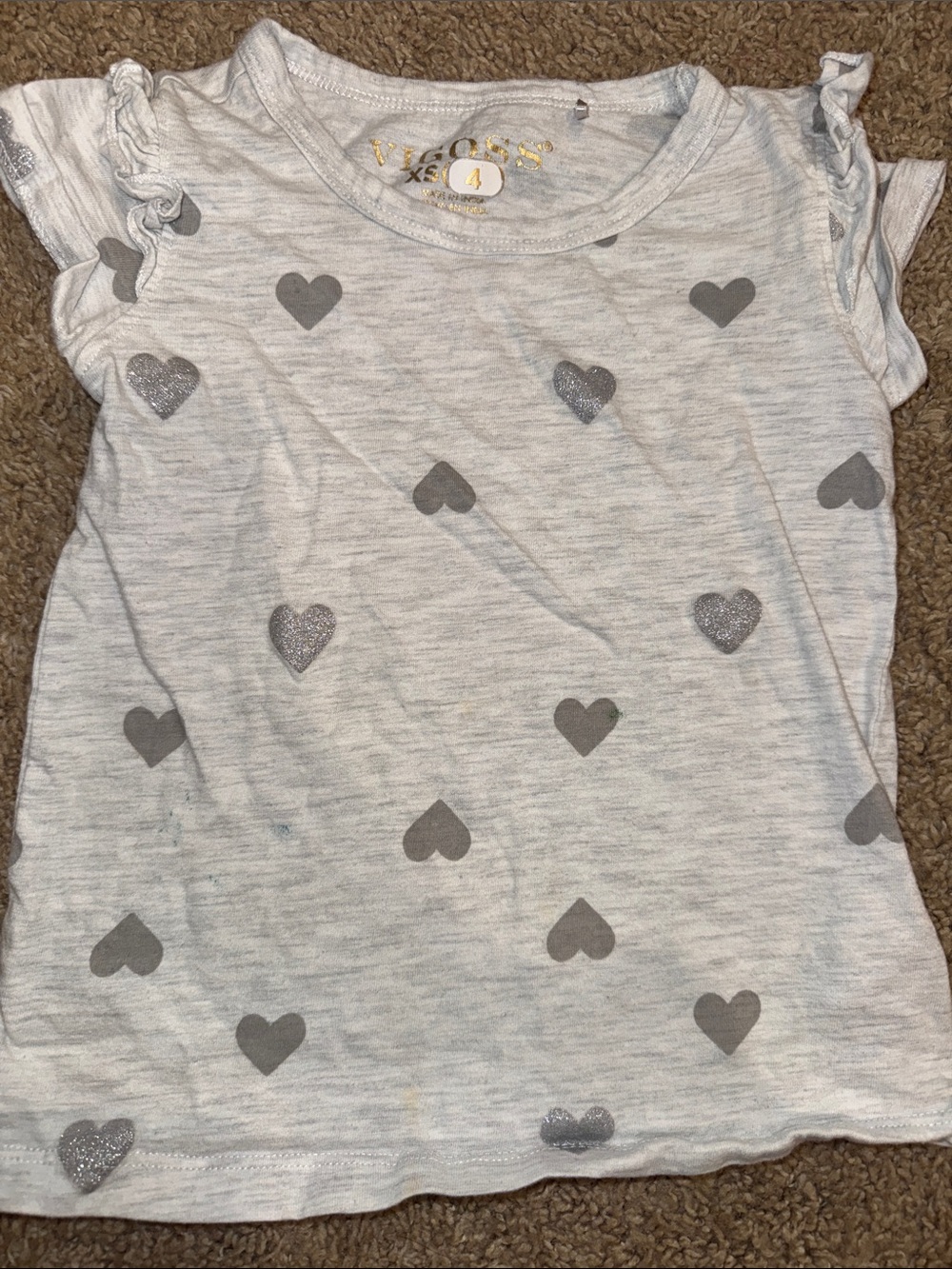 Light Gray Heart Ruffle Sleeve Tee